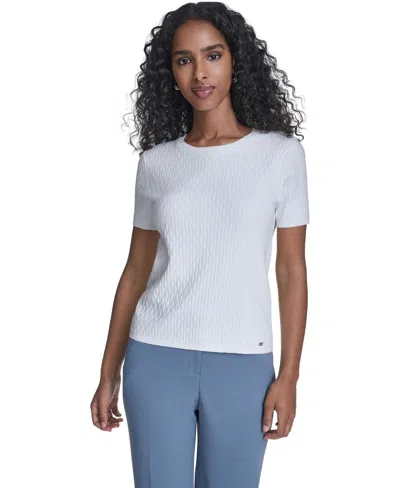 Calvin Klein Women's Textured Short-sleeve Sweater In White