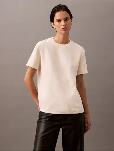 Calvin Klein Women's Textured Terry Classic T-shirt In Antique White