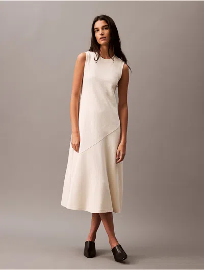 Calvin Klein Women's Textured Terry Midi Dress In Antique White