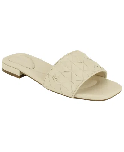 Calvin Klein Women's Theona Quilted Flat Slip-on Sandals In White