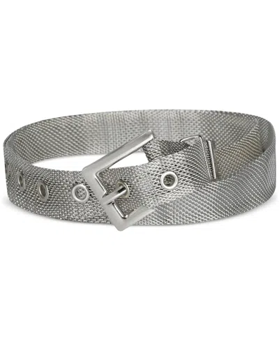 Calvin Klein Women's Thin Minimalist Metallic Mesh Dress Belt In Silver