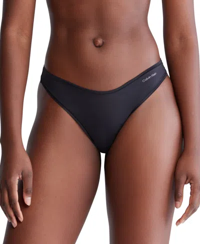 Calvin Klein Women's Ideal Cotton Thong Underwear Qd5124 In Black