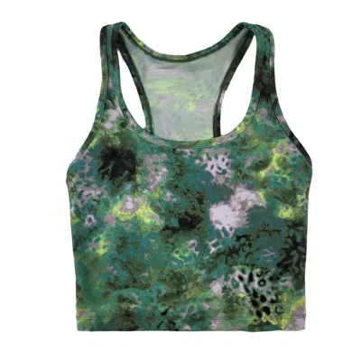 Calvin Klein Women's Tie Dye Racerback Cropped Tank In Lime Volt In Multi
