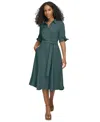 Calvin Klein Women's Tied Sleeve Shirtdress In Green