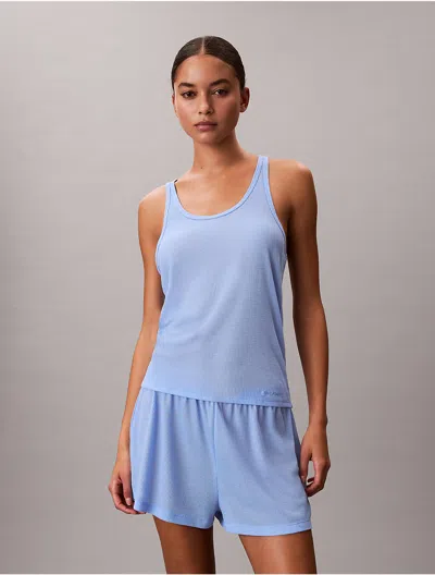 Calvin Klein Women's Tissue Waffle Tank Top In Blue