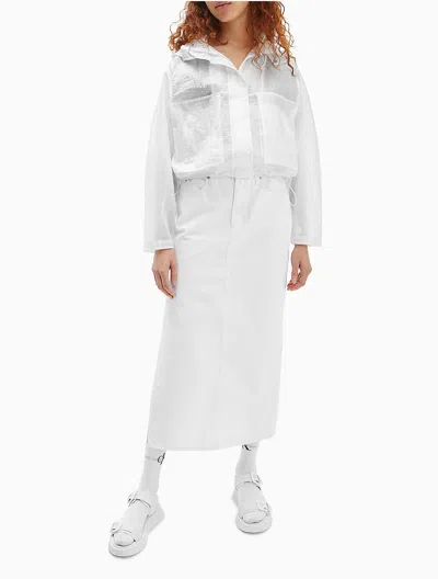 Calvin Klein Women's Transparent Windbreaker Jacket In Bright White
