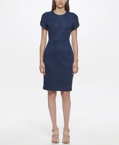 Calvin Klein Women's Tulip Sleeve Short Dress In Blue