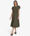 Calvin Klein Petal Cap Sleeve A-line Dress In Green