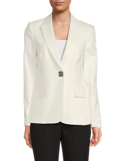 Calvin Klein Women's Turnkey Single-button Blazer In White