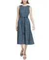 Calvin Klein Women's Tweed Belted A-line Dress In Posideon Multi