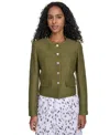 Calvin Klein Women's Tweed Collarless Button-front Jacket