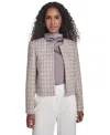 Calvin Klein Women's Tweed Open Front Jacket In Gray