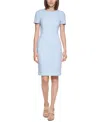 Calvin Klein Petite Tweed Sheath Crewneck Dress In Serene Multi