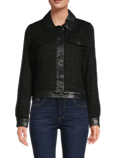 Calvin Klein Women's Tweed Trucker Jacket In Black