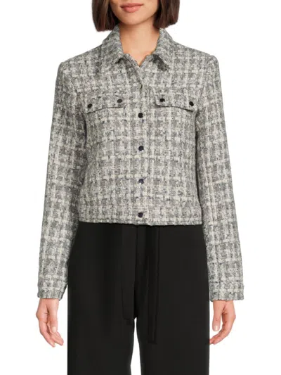 Calvin Klein Women's Tweed Trucker Jacket In Heather Grey Multi