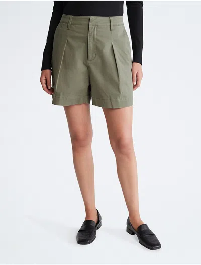 Calvin Klein Women's Twill Pleated 5-inch Shorts In Green