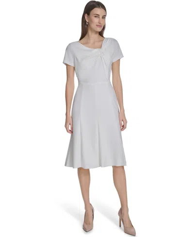 Calvin Klein Women's Twist Neck Midi Dress In White