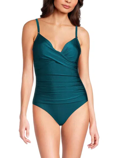 Calvin Klein Women's Twist Tankini One Piece Swimsuit In Cyp Shimmer