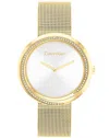 Calvin Klein Twisted Crystal Mesh Strap Watch, 34mm In Gold
