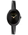 Calvin Klein Women's Twisted Bezel Black Ionic Plated Stainless Steel Bangle Bracelet Watch, 24mm In Black
