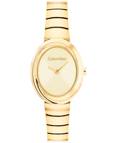 Calvin Klein Women's Twisted Bezel Gold Tone Stainless Steel Bracelet Watch, 24mm