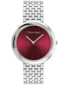 Calvin Klein Women Twisted Bezel Silver Stainless Steel Bracelet Watch 34mm In Silver