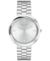 Calvin Klein Women's Twisted Bezel Silver Tone Stainless Steel Bracelet Watch, 34mm In Silver