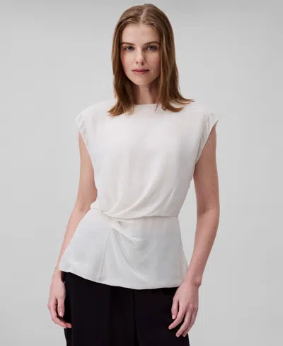 Calvin Klein Women's Twisted-front Chiffon Top In Pearl