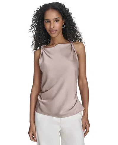 Calvin Klein Women's Twisted-strap Sleeveless Top In Soft Taupe
