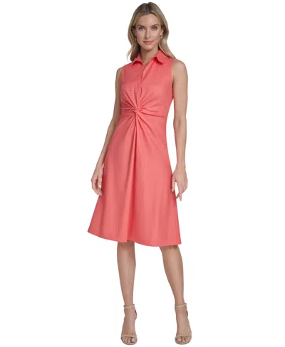 Calvin Klein Women's Twist-front Sleeveless Dress In Pink