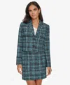 Calvin Klein Women's Two-button Cropped Tweed Blazer In Cypress Mu
