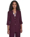 Calvin Klein Women's Two Button Roll Tab Jacket In Burgundy