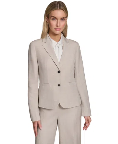 Calvin Klein Women's Two-button Notch-lapel Blazer In Brown