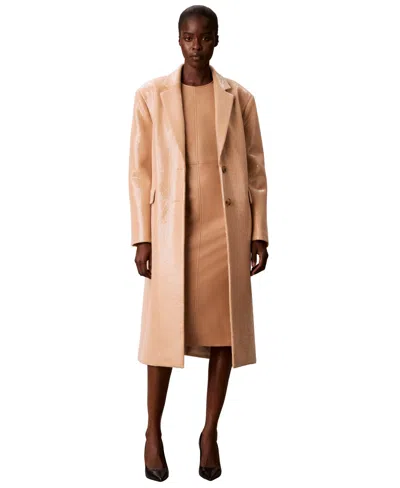 Calvin Klein Women's Two-button Sequined Overcoat In Palomino