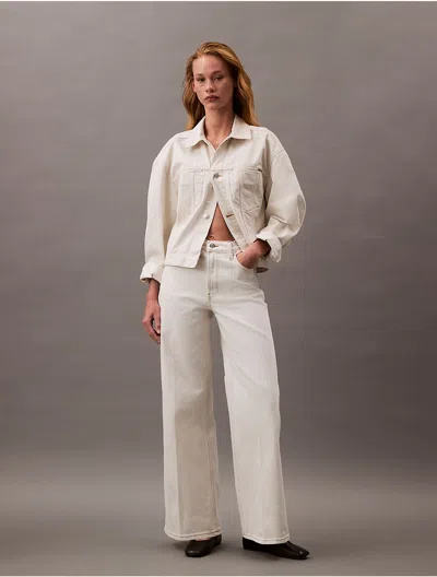 Calvin Klein Women's Ultra High Rise Wide Leg Fit Jeans In Soft Bone