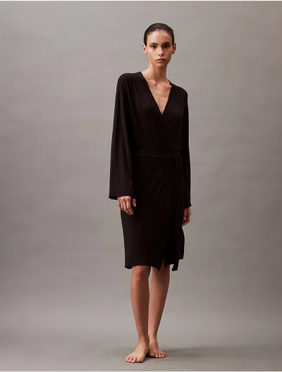 Calvin Klein Women's Ultra Light Lounge Robe In Black