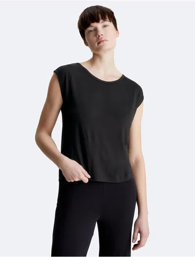 Calvin Klein Women's Ultra-light Lounge Wide Neck Sleep Top In Black