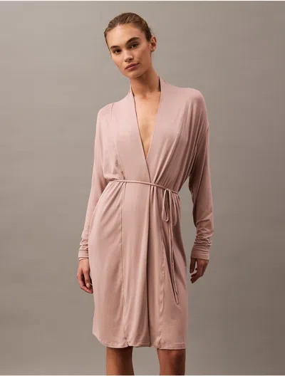 Calvin Klein Women's Ultra Light Modal Lounge Robe In Summer Taupe