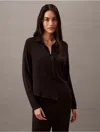 Calvin Klein Women's Ultra Soft Modal Button-down Shirt In Black
