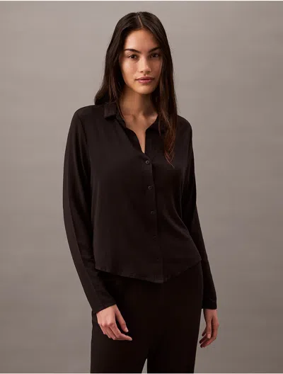 Calvin Klein Women's Ultra Soft Modal Button-down Shirt In Black