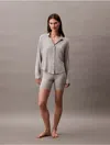 Calvin Klein Women's Ultra Soft Modal Button-down Shirt In Grey Heather
