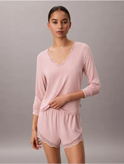 Calvin Klein Women's Ultra Soft Modal Lace Sleep Top In Subdued