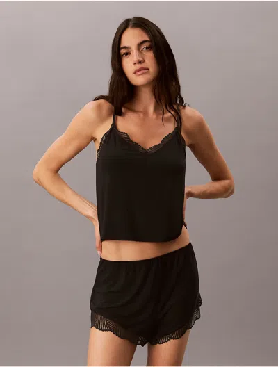 Calvin Klein Women's Ultra Soft Modal Rib Lace Cami In Black