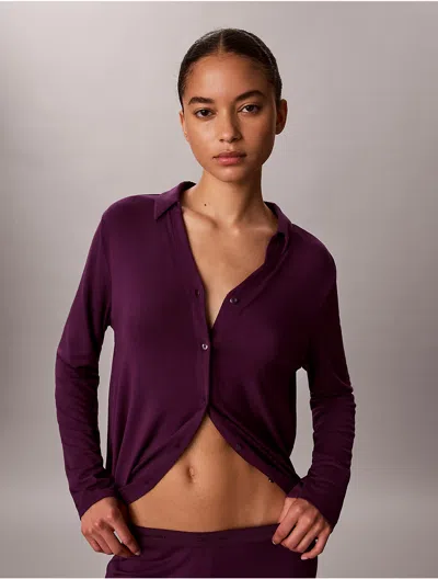 Calvin Klein Women's Ultra Soft Modal Shirt And Pants Set In Purple