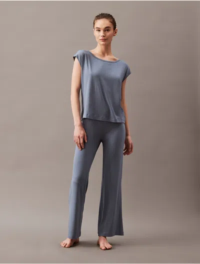 Calvin Klein Women's Ultra-light Lounge Wide Neck Sleep Top In Blue