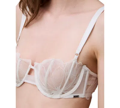 CALVIN KLEIN WOMEN'S CK BLACK FLORAL LACE UNLINED BALCONETTE BRA QF8028