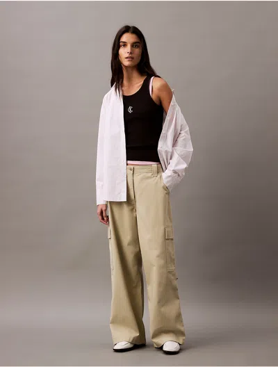 Calvin Klein Women's Utility Canvas Cargo Pant In Eucalyptus