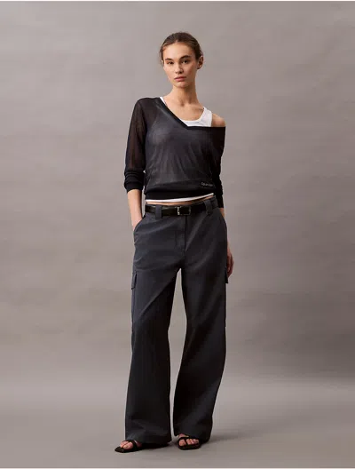 Calvin Klein Women's Utility Canvas Cargo Pant In India Ink