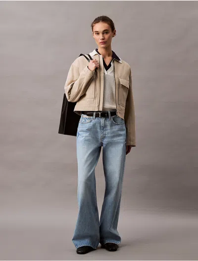 Calvin Klein Women's Utility Canvas Jacket In Feather Gray