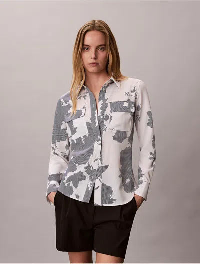 Calvin Klein Women's Utility Classic Button-down Shirt In Multi